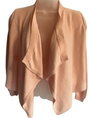DKNY Open-Front Draped Cardigan Sweater - Blush Pink Size L